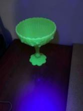 Fenton custard uranium glass compote