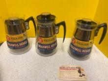 3 New old stock, Maxwell House, coffee glass percolators