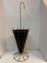 Mid-century wire umbrella, figural umbrella stand
