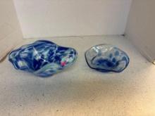 Art glass bowls, one on left has some damage