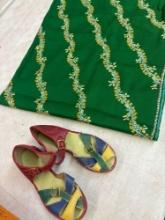Vintage wool shawl 1940s 1950s child shoes