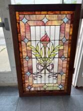 antique framed stained glass window