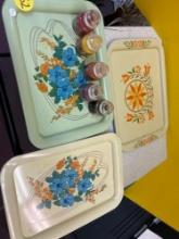 yankee candles and vintage metal decorative trays