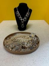 Necklace display, Jewelry, One marked sterling silver