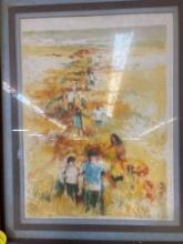 abstract art of children playing in the field
