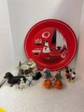 Large vintage tray, Salt and pepper sets, Animal figurines
