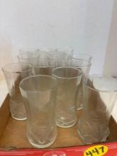 12 glass highballs with embossed seashells