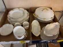 Haviland dinnerware, white with gold trim, 19 pieces