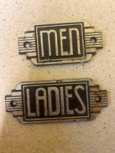 art deco cast iron restroom signs mens and ladies