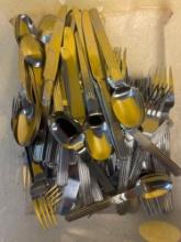 mid century modern look stainless flatware set