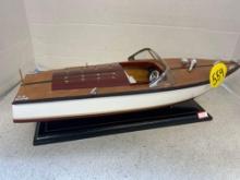 model speedboat on stand
