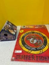 marine Corps garden flag in birdhouse