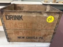 vintage drink castle club beverages Newcastle PA wooden beverage carrier tote