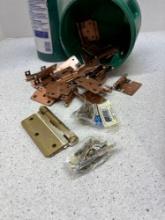 Brass and copper hinges and screws
