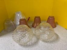 Antique glass chandelier, shades, and others