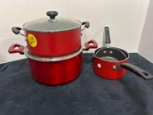 Red Farberware cookware
