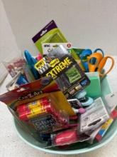 Tote of school supplies