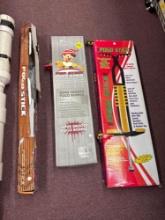 three pogo sticks