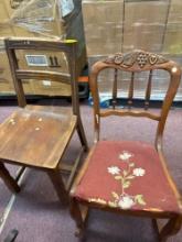 carved sewing rocker, oak desk chair