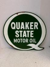 Quaker State motor oil metal Q sign