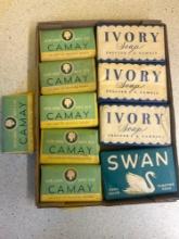 10 Large bars of vintage soap. Ivory, CAMAY, swan