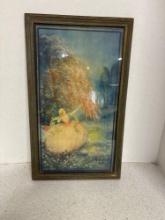 vintage framed print signed Eugene Poujol