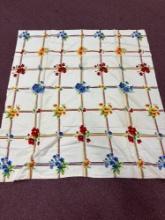 Vintage flowers and fruit tablecloth