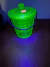 Uranium glass optic block ice bucket