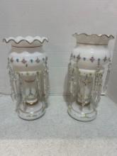pair of Victorian cased, glass lusters