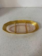 Pink depression glass serving tray