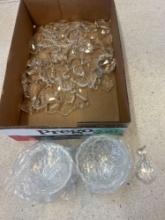 7 Crystal BOBOCHES with 59 faceted hanging 2 piece prisms