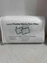 Luxury shredded memory foam pillow, two pack, queen