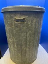 Vintage galvanized waste can