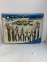 Tools, wrench set, pliers, new old stock