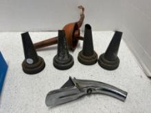 1926 master oil jar spouts, combination oil can opener and funnel, oil can opener spout combination