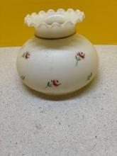 Hand-painted glass, light shade, pink rosebuds