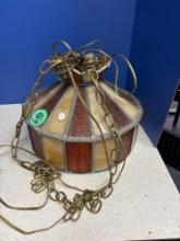 Stained glass leaded hanging light fixture