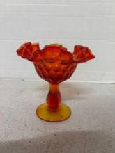 Fenton Amberina Thumbprint candy dish