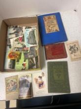 vintage postcards and books