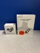 Smart phone magnetic neck holder, and smart ring