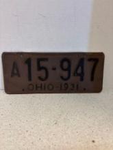 1931 Ohio license plate