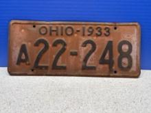 1933 Ohio license plate