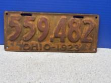 1923 Ohio license plate
