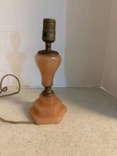 Vintage pink glass table lamp
