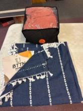 New shower, curtain, and slip cover for sofa