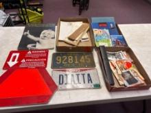 Military ephemera, old Valentines, Ohio 1972 license plate