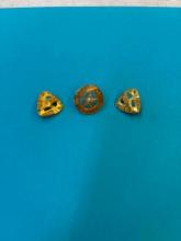 Three vintage Goodyear pins, marked 10  K, 3.9 DWT