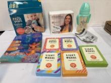 Baby items and flashcards