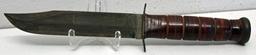 WWII U.S. Navy KA-BAR Fixed Blade Knife in Leather Sheath in Unused Condition, 7" Blade, 12 1/4"