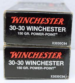 (2) Full Boxes Winchester Model 94 Centennial .30-30 150 gr. Power-Point Cartridges